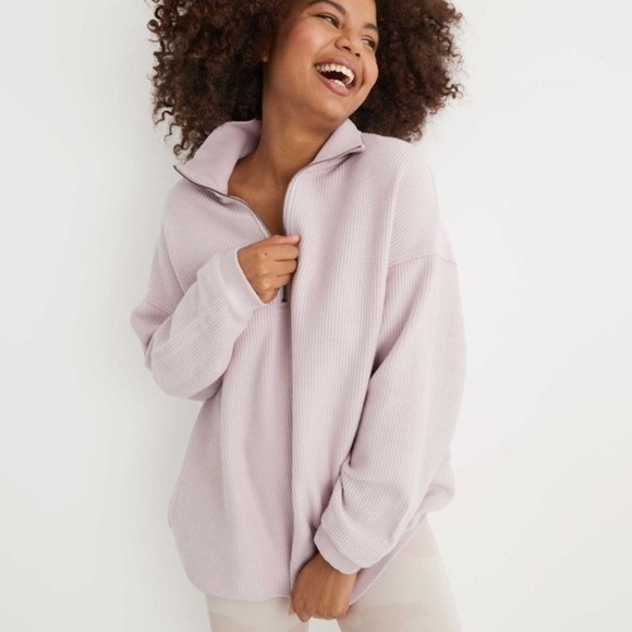 aerie Sweaters - American Eagle Aerie Good Vibes 1/4 Zip Pullover Corded Sweatshirt EUC Size - XS